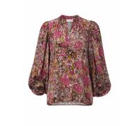 Langarmbluse RICHROYAL, Damen, Gr. 38, ruby glow, Web, Obermaterial: 100% Viskose, casual, tiefer V-Ausschnitt, Langarm, Blusen, gemustert, aus fließendem Material, Ballonärmel (42725260-38) ruby glow