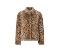 Rich & Royal Kunstfelljacke Webpelzjacke Damen Leo-Muster hüftlang Braun (caffee latte) Gr. 42