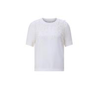 RICHROYAL Kurzarm Shirt mit Blütenapplikation, Farbe:weiß, Größe:L