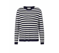 Streifenpullover RICHROYAL, Damen, Gr. S, blau (midnight blau), Strick, Obermaterial: 88% Viskose, 12% Polyester, casual, loose fit normal, Rundhals, Langarm Rippstrickbündchen, Pullover, Mit Markenla