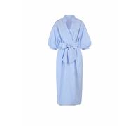 Blusenkleid RICHROYAL, Damen, Gr. 38, N-Gr, blau (skyway blau), Web, Obermaterial: 100% Baumwolle, gestreift, gemustert, mehrfarbig, casual, klassisch Midi, V-Ausschnitt, Langarm eingesetzt,Puffärmel