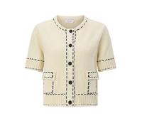 Strickjacke RICHROYAL, Damen, Gr. XS, pearl weiß, Strick, Obermaterial: 67% Baumwolle, 33% Polyamid, gerade, Rundhals, Strickjacken Strickjacke, kontrastfarbene Details, kurzarm, Rundhals (92163302-XS