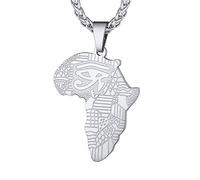 Richsteel Afrika Karte Horusauge Anhänger herren halskette mit Afrikanische Karte Anhänger 55cm+5cm Weizenkette