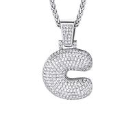 Richsteel Tennis Collier Buchstabe/Zahlen Kette Platin/Vergoldet Personalisierte Bling Kette mit 26 Buchstabe Anhänger Bling Schmuck für Unisex Weihnachten/Valentinstag/Geburtstag Geschenke