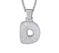 Richsteel Tennis Collier Buchstabe/Zahlen Kette Platin/Vergoldet Personalisierte Bling Kette mit 26 Buchstabe Anhänger Bling Schmuck für Unisex Weihnachten/Valentinstag/Geburtstag Geschenke