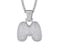 Richsteel Tennis Collier Buchstabe/Zahlen Kette Platin/Vergoldet Personalisierte Bling Kette mit 26 Buchstabe Anhänger Bling Schmuck für Unisex Weihnachten/Valentinstag/Geburtstag Geschenke