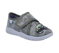 Hausschuh RICHTER "Mailo WMS: Mittel", Kinder, Gr. 33, grün (grün, grau), Baumwolle, casual, Schuhe, Klettschuh mit WMS, Größenschablone zum Download (29082917-33) grün, grau