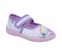 Hausschuh RICHTER "Mia", Mädchen, Gr. 29, rosa, lila, multi mit schmetterlinge, Baumwolle, Schuhe Hausschuh, Kindergartenschuh, Klettschuh mit WMS, Größeschablone zum Download (22675456-29) rosa, lila