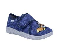 Hausschuh RICHTER "Mailo WMS: Mittel", Kinder, Gr. 29, blau, Baumwolle, kontrastfarbene Details, casual, Schuhe, Klettschuh mit WMS, Größenschablone zum Download (63632336-29) blau