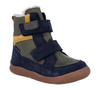 Winterstiefel RICHTER "Samy WMS: Mittel", Kinder, Gr. 25, blau (blau, braun), Veloursleder, kontrastfarbene Details, casual, Schuhe, Barfußschuh, Klettstiefel mit Sympatex, Größenschablone zum Downloa