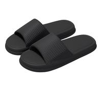 RichVibe Weiche EVA-Duschpantoffeln mit Sohlenablauflöchern für schnelles Trocknen, leichte und bequeme Sandalen für Paare, für Badezimmer, Pool, Spa oder Fitnessstudio, Schwarz, Größe 40-41