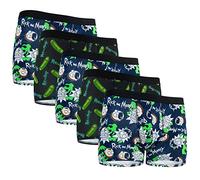 Rick and Morty Boxershorts Herren Lustig, 5er Pack Unterhosen Männer Baumwolle, Pickle Rick Herren Unterhosen (XXL, Schwarz/Blau)