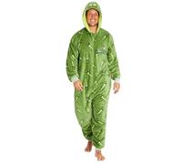 RICK AND MORTY Fleece Jumpsuit für Herren, Teenagers - Einteiler Flauschiger Onesie - Winter Loungewear für Männer (Grün, 2XL)