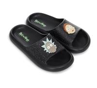 Rick and Morty Herren Comfort Slides - Offiziell lizenzierte Kissen-Slides - Rick Sanchez und Morty Smith, Schwarz , 44/45.5 EU