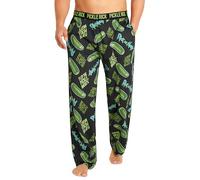 RICK AND MORTY Herren-Schlafanzughosen - Weihnachts Pyjamahosen für Herren - Schlafhose Herren Lang (Schwarz/Grün, 2XL)