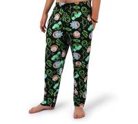 RICK AND MORTY Loungehose für Herren - Pyjamahose aus 100 % Baumwolle mit Taschen - lustige Schlafhose mit Allover-Charakter-Print - Offiziell lizenzierte Schwimm-Loungewear für Erwachsene, Schwarz