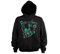 RICK AND MORTY Offizielles Lizenzprodukt Duotone Kapuzenpullover (Schwarz), Mittel