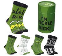 RICK AND MORTY Socken Herren Teenager Größe 40-45, Weich Atmungsaktiv Lustige Socken im 5er-Pack, Warme Geschenke für Männer (Grün)