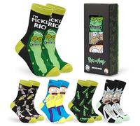 RICK AND MORTY Socken Herren Teenager Größe 40-45, Weich Atmungsaktiv Lustige Socken im 5er-Pack, Warme Geschenke für Männer (Grün/Schwarz)