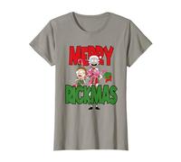 Rick and Morty T-Shirt Merry Rickmas Grau S EU 41 Crew-Ausschnitt Kurzarm Klassisch Unisex Jugendliche Fans von Rick und Morty