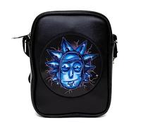 Rick and Morty Tasche, Crossbody, Rick and Morty Lenticular Face Expression Applique, veganes Leder, Schwarz, 8.25" x 6.5"
