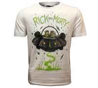 Rick und Morty Flying Saucer Adventure T-Shirt - offizielles Merchandise M Weiß