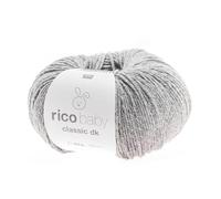 Rico Baby Classic dk, weiche Babywolle Farbwahl Melange Naturfarben zum Stricken oder Häkeln, 50g, 165m, Nadelstärke 3,5-4mm (66 Silber Melange)