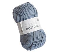 Rico creative Cotton Aran Fb. 18 blau grau, Baumwollgarn zum Stricken und Häkeln, Häkelwolle