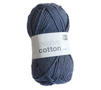 Rico Creative Cotton aran Fb. 19 jeansblau, Baumwollgarn zum Stricken und Häkeln, Häkelwolle