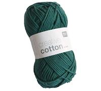 Rico Creative Cotton aran Fb. 23 dunkel grün, Baumwollgarn zum Stricken und Häkeln, Häkelwolle