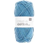 Rico Creative Cotton aran Fb. 55 blau, Baumwollgarn zum Stricken und Häkeln, Häkelwolle