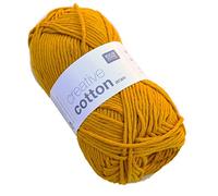 Rico Creative Cotton Aran - Mustard (70), Baumwollgarn für Topflappen, Schulgarn Baumwolle zum Häkeln