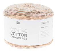 Rico Creative Cotton Camouflage 200g 580m | Bobbel Farbverlaufsgarn Baumwollmischgarn | Sommerwolle zum Stricken und Häkeln (01 dusty sunrise)