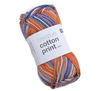 Rico creative Cotton Print Aran Farbe 21 - Terracotta/Azur Baumwollgarn zum Stricken & Häkeln, Häkelwolle Baumwolle