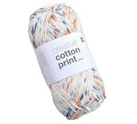 Rico Creative Cotton Print Aran Farbe 22 - Terracotta/Azur Speckled, Baumwollgarn zum Stricken & Häkeln, Häkelwolle, Sommerwolle Baumwolle