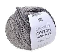 Rico Creative Cotton zickzack dk Fb. 07 grau, 50g Baumwollmischgarn zum Stricken und Häkeln