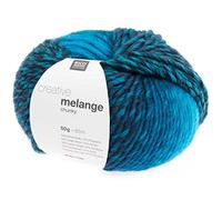Rico Creative Melange Chunky, dicke Farbverlaufswolle Nadelstärke 6-7 mm zum Stricken oder Häkeln (010 türkis blau)