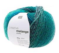 Rico Creative Melange Chunky, dicke Farbverlaufswolle Nadelstärke 6-7 mm zum Stricken oder Häkeln (058 blau grün)