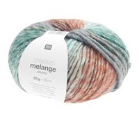 Rico Creative Melange Chunky, dicke Farbverlaufswolle türkis orange limette Nadelstärke 6-7 mm zum Stricken oder Häkeln (078 morning light)