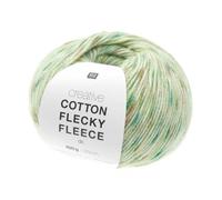 Rico Design 100g Creative Cotton Flecky Fleece dk - Farbe: 13 - grün - einfarbiger Flausch in den bedruckte Baumwollfäden hineingearbeitet sind