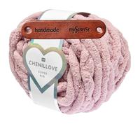 Rico Design 300g CHENILLOVE SUPER BIG FLIEDER Premium Wolle superchunky Chenillegarn für Armstricken, Haustierbetten & Deko, superweich flauschig mit mySearose Label