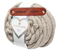 Rico Design 300g CHENILLOVE SUPER BIG NATUR Premium Wolle superchunky Chenillegarn für Armstricken, Haustierbetten & Deko, superweich flauschig mit mySearose Label