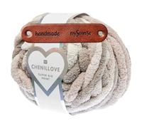 Rico Design 300g CHENILLOVE SUPER BIG PRINT NATUR Premium Wolle Superchunky mehrfarbige Chenillegarn für Armstricken, Haustierbetten & Deko, superweich flauschig mit mySearose Label