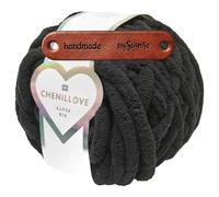 Rico Design 300g CHENILLOVE SUPER BIG SCHWARZ Premium Wolle superchunky Chenillegarn für Armstricken, Haustierbetten & Deko, superweich flauschig mit mySearose Label