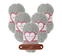 Rico Design 5 x 100g Creative Chenillove 13 grau Premium Wolle superweiches Chenillegarn für Stricken & Häkeln von Decken Kissen Amigurumi Babyprojekten und Wohnaccessoires mit mySearose Label