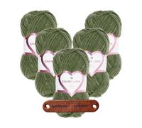 Rico Design 5 x 100g Creative Chenillove 24 oliv Premium Wolle superweiches Chenillegarn für Stricken & Häkeln von Decken Kissen Amigurumi Babyprojekten und Wohnaccessoires mit mySearose Label