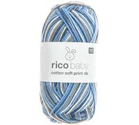 Rico Design Baby Cotton Soft Print dk blau-petrol (033), Babywolle mehrfarbig zum Stricken und Häkeln