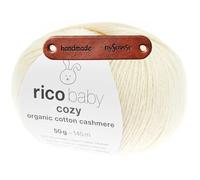Rico Design BABY COZY ORGANIC COTTON CASHMERE CREME Premium Wolle 50g für kuschelige Babymode edle Strickideen und zeitlose Lieblingsstücke mit mySearose Label