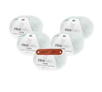 Rico Design BABY COZY ORGANIC COTTON CASHMERE HELLBLAU Premium Wolle 5 x 50g für kuschelige Babymode edle Strickideen und zeitlose Lieblingsstücke mit mySearose Label