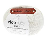 Rico Design BABY COZY ORGANIC COTTON CASHMERE NATUR Premium Wolle 50g für kuschelige Babymode edle Strickideen und zeitlose Lieblingsstücke mit mySearose Label
